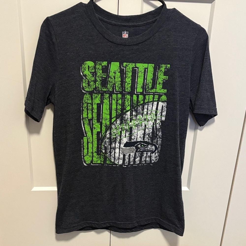 Lot of 2x [NFL] Seattle Seahawks NFL Casual Heather Shirts Tops Youth Kids M/L - Picture 3 of 10